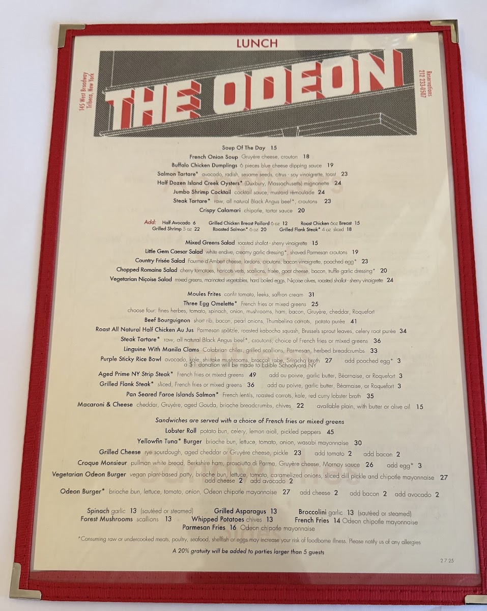 The Odeon Menu - Image 2