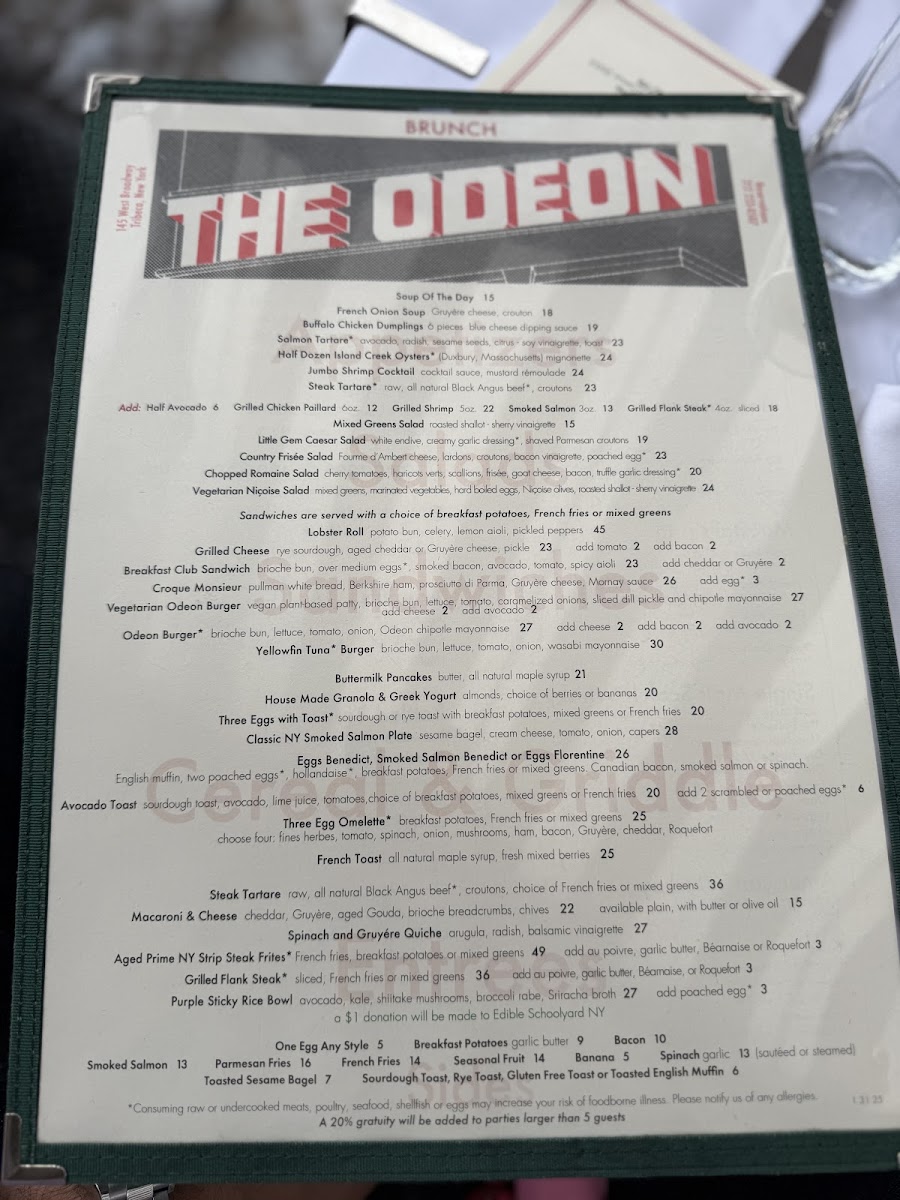 The Odeon Menu - Image 5