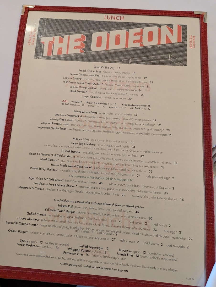 The Odeon Menu - Image 6